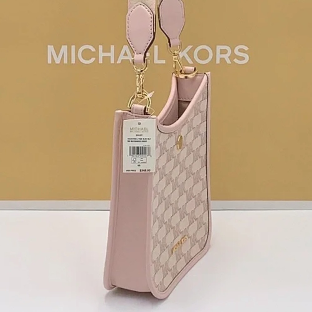 MICHAEL KORS Briley Small Logo Messenger Bag POWDER BLUSH MULTI COLOR - Picture 13 of 14